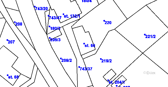 Parcela st. 66 v KÚ Řetůvka, Katastrální mapa