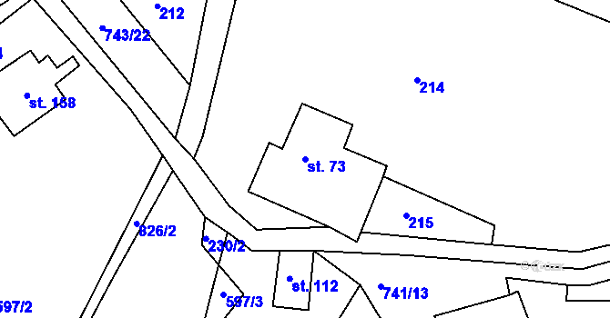 Parcela st. 73 v KÚ Řetůvka, Katastrální mapa