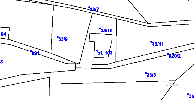 Parcela st. 103 v KÚ Řetůvka, Katastrální mapa