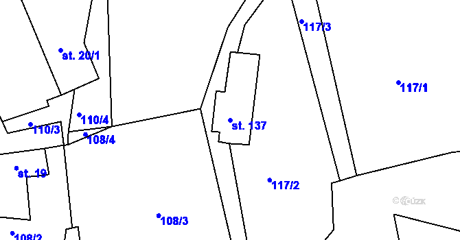 Parcela st. 137 v KÚ Řetůvka, Katastrální mapa