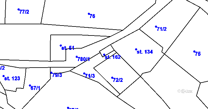 Parcela st. 162 v KÚ Řetůvka, Katastrální mapa