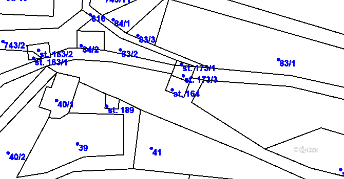 Parcela st. 164 v KÚ Řetůvka, Katastrální mapa