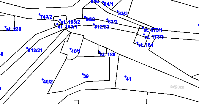Parcela st. 189 v KÚ Řetůvka, Katastrální mapa