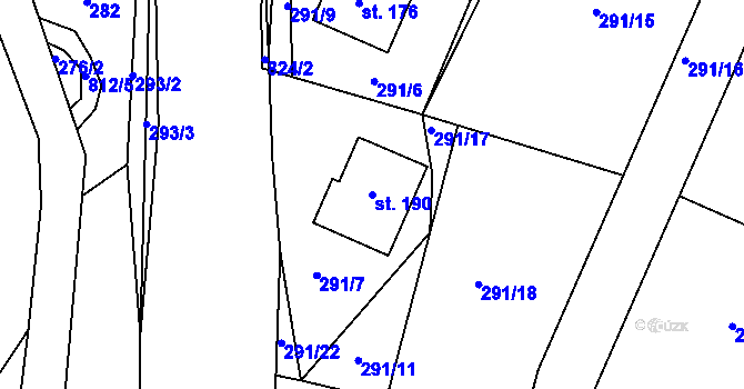 Parcela st. 190 v KÚ Řetůvka, Katastrální mapa
