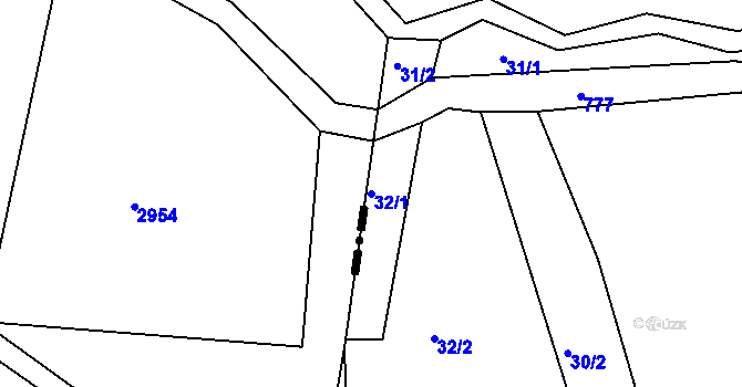 Parcela st. 32/1 v KÚ Řetůvka, Katastrální mapa