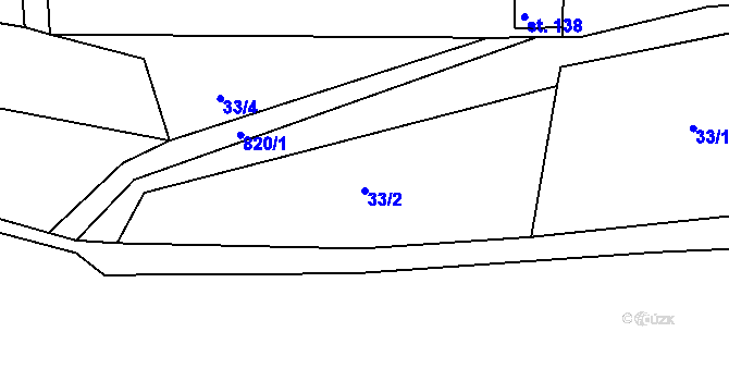 Parcela st. 33/2 v KÚ Řetůvka, Katastrální mapa