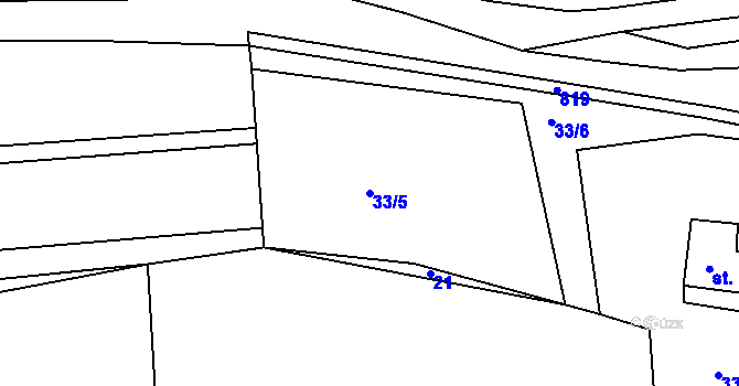 Parcela st. 33/5 v KÚ Řetůvka, Katastrální mapa