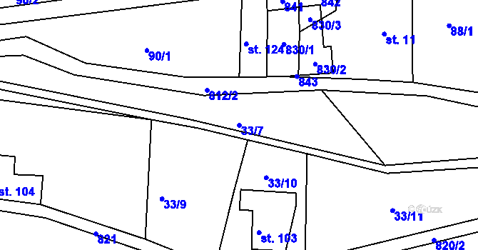 Parcela st. 33/7 v KÚ Řetůvka, Katastrální mapa