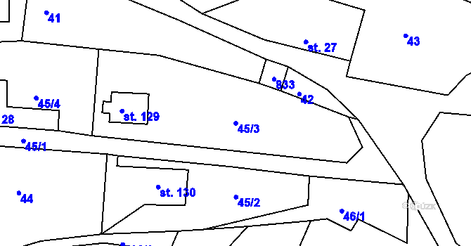 Parcela st. 45/3 v KÚ Řetůvka, Katastrální mapa