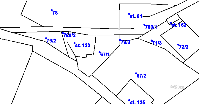 Parcela st. 67/1 v KÚ Řetůvka, Katastrální mapa