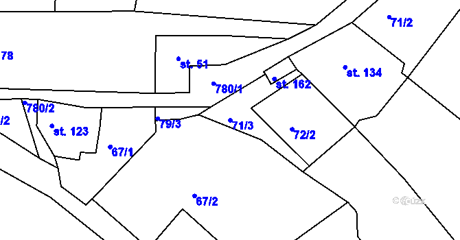 Parcela st. 71/3 v KÚ Řetůvka, Katastrální mapa