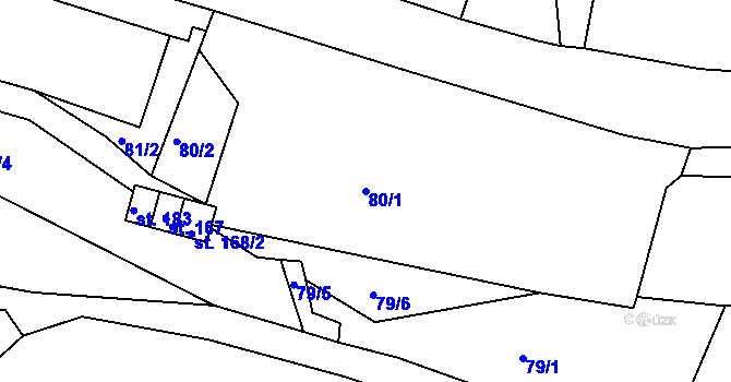 Parcela st. 80/1 v KÚ Řetůvka, Katastrální mapa