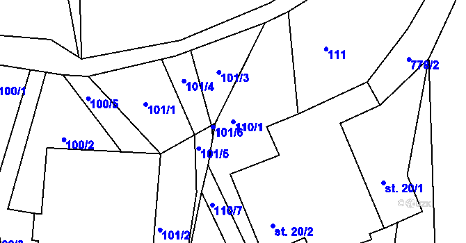 Parcela st. 110/1 v KÚ Řetůvka, Katastrální mapa