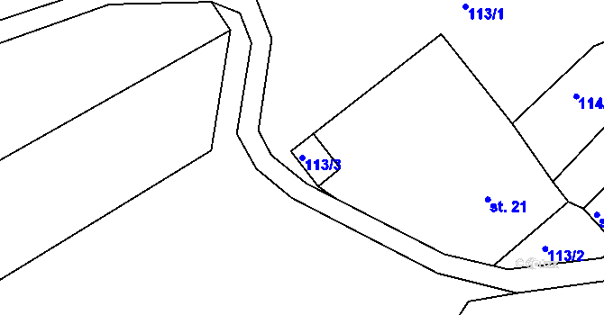 Parcela st. 113/3 v KÚ Řetůvka, Katastrální mapa