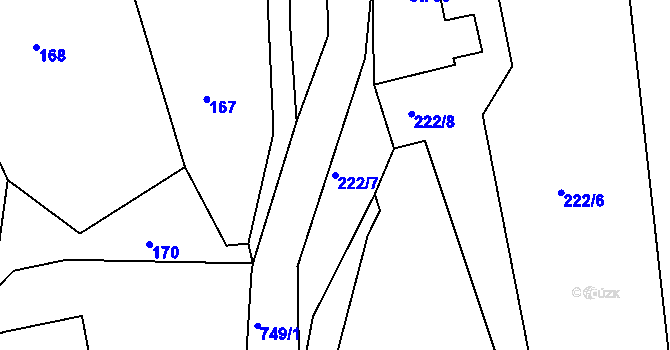 Parcela st. 222/7 v KÚ Řetůvka, Katastrální mapa