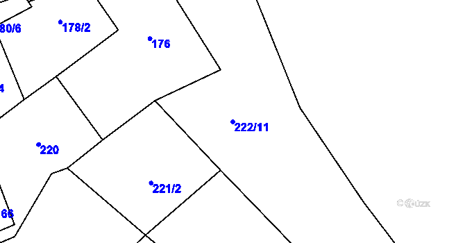 Parcela st. 222/11 v KÚ Řetůvka, Katastrální mapa