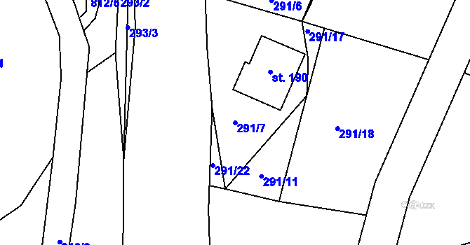 Parcela st. 291/7 v KÚ Řetůvka, Katastrální mapa