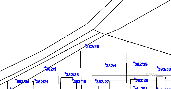 Parcela st. 382/26 v KÚ Řetůvka, Katastrální mapa