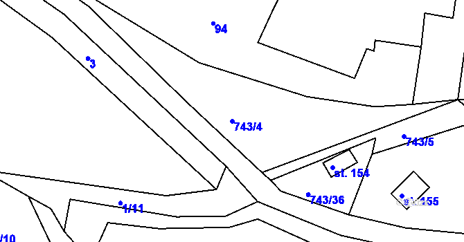 Parcela st. 743/4 v KÚ Řetůvka, Katastrální mapa