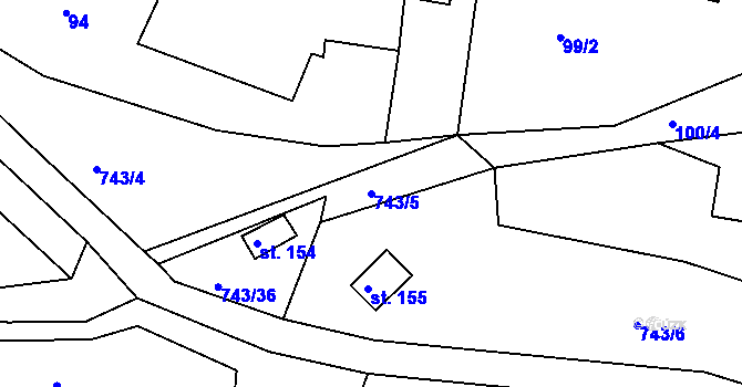 Parcela st. 743/5 v KÚ Řetůvka, Katastrální mapa