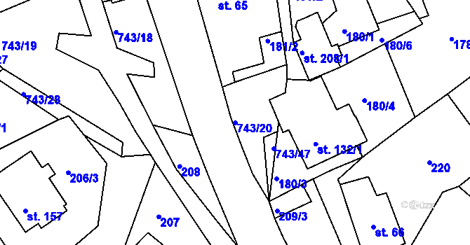 Parcela st. 743/20 v KÚ Řetůvka, Katastrální mapa