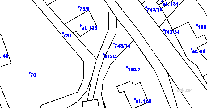 Parcela st. 812/4 v KÚ Řetůvka, Katastrální mapa