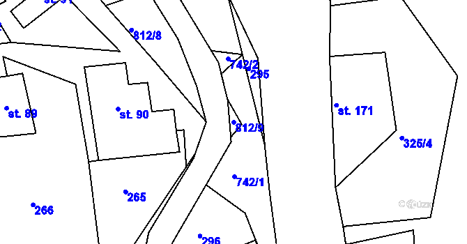 Parcela st. 812/9 v KÚ Řetůvka, Katastrální mapa