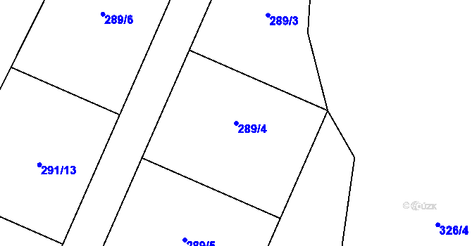 Parcela st. 289/4 v KÚ Řetůvka, Katastrální mapa