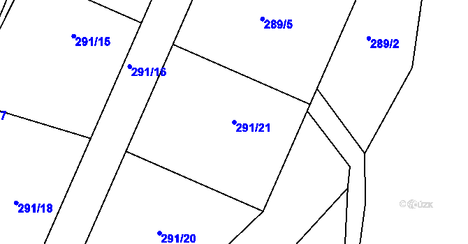 Parcela st. 291/21 v KÚ Řetůvka, Katastrální mapa