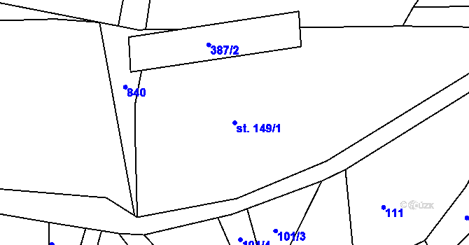 Parcela st. 149/1 v KÚ Řetůvka, Katastrální mapa