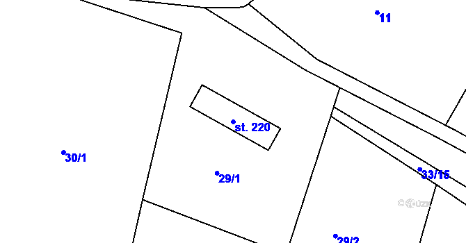 Parcela st. 220 v KÚ Řetůvka, Katastrální mapa