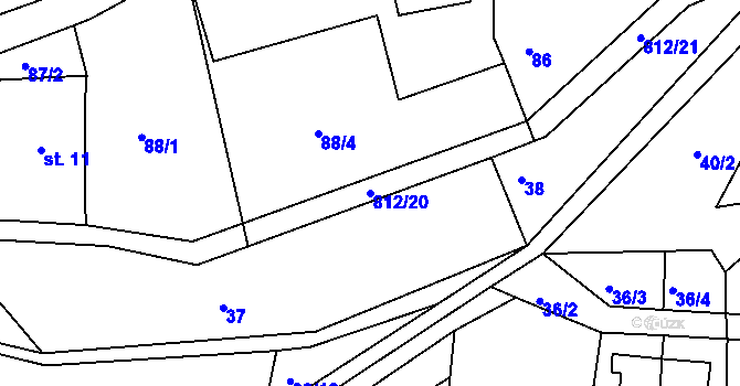 Parcela st. 812/20 v KÚ Řetůvka, Katastrální mapa
