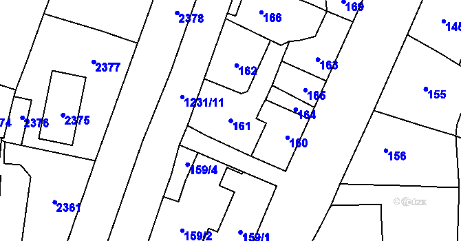 Parcela st. 161 v KÚ Řevnice, Katastrální mapa