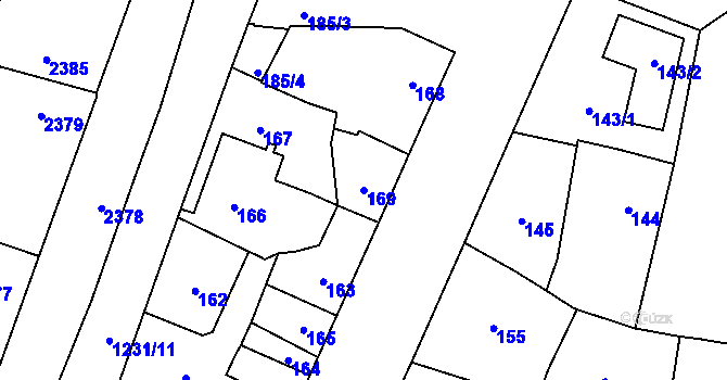 Parcela st. 169 v KÚ Řevnice, Katastrální mapa
