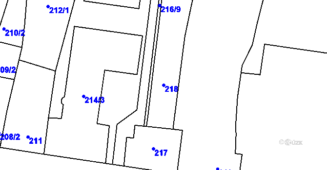 Parcela st. 218 v KÚ Řevnice, Katastrální mapa