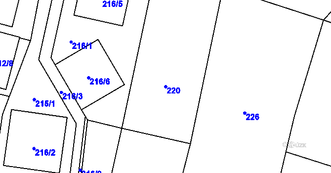Parcela st. 220 v KÚ Řevnice, Katastrální mapa