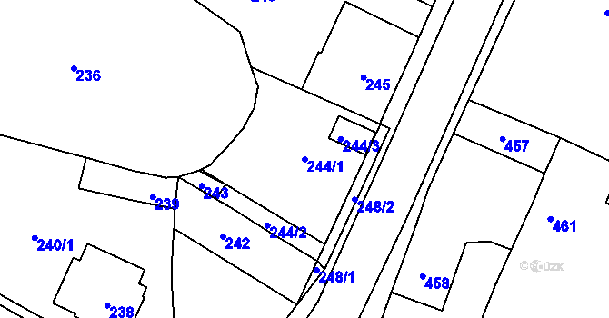 Parcela st. 244/1 v KÚ Řevnice, Katastrální mapa