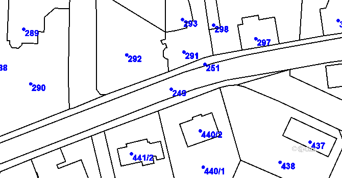 Parcela st. 249 v KÚ Řevnice, Katastrální mapa
