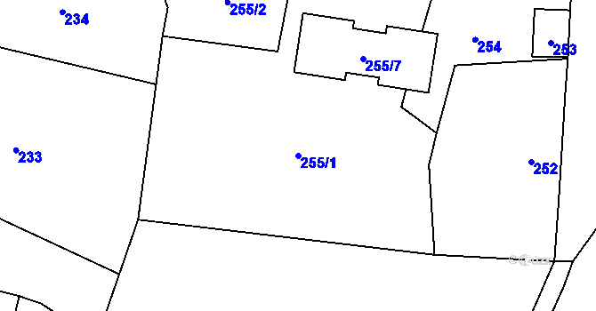 Parcela st. 255/1 v KÚ Řevnice, Katastrální mapa