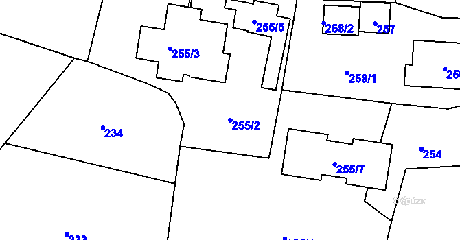Parcela st. 255/2 v KÚ Řevnice, Katastrální mapa