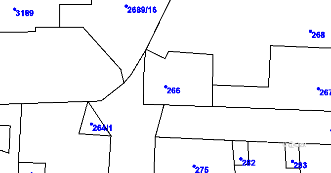 Parcela st. 266 v KÚ Řevnice, Katastrální mapa