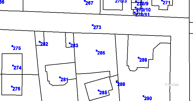 Parcela st. 286 v KÚ Řevnice, Katastrální mapa