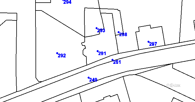 Parcela st. 291 v KÚ Řevnice, Katastrální mapa