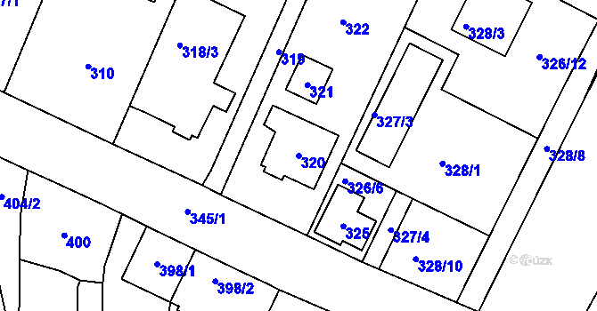 Parcela st. 320 v KÚ Řevnice, Katastrální mapa
