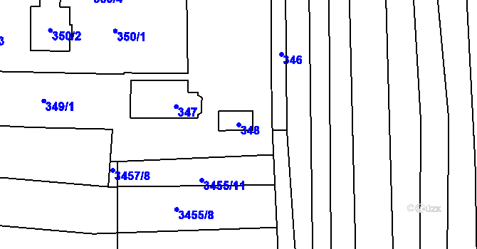 Parcela st. 348 v KÚ Řevnice, Katastrální mapa