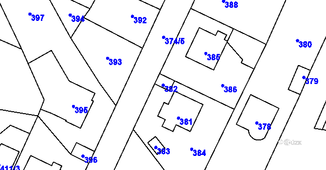 Parcela st. 382 v KÚ Řevnice, Katastrální mapa