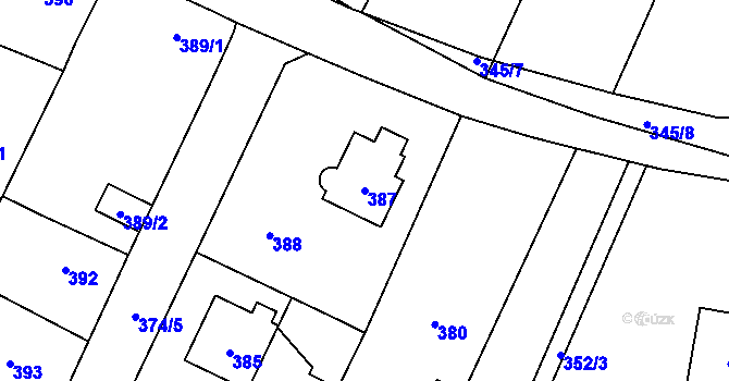 Parcela st. 387 v KÚ Řevnice, Katastrální mapa