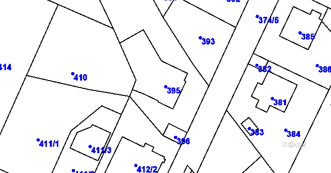 Parcela st. 395 v KÚ Řevnice, Katastrální mapa