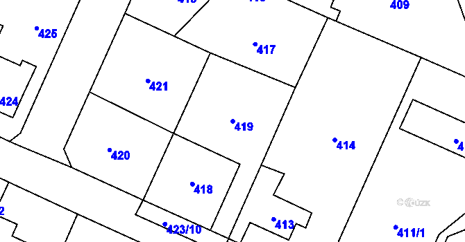 Parcela st. 419 v KÚ Řevnice, Katastrální mapa