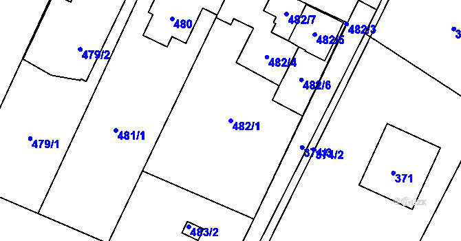 Parcela st. 482/1 v KÚ Řevnice, Katastrální mapa
